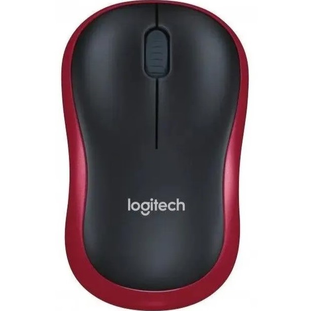 Мышь Logitech M186 оптическая, беспроводная, USB 2.0, черный/красный [910-004133]