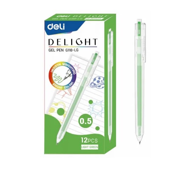 Ручка гелевая Deli ght EG118-LG салатовый , прозрачный